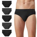 5Mayi Mens Underwear Briefs Viscose Hip Briefs Flyless Classics Mens Underpants M,Briefs Viscose- A: Grey & Black