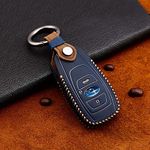 ontto for Subaru Car Key Cover Premium Leather Key Fob Cover Holder Protector for Subaru Impreza Forester Legacy Ascent Outback CVT Subaru BRZ XV Crosstrek STI WRX Remote Car Key Case Keyring Blue