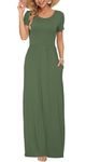 AUSELILY Maxi Dress for Women Summer Casual Long Dresses for Ladies with Pockets L Army Green