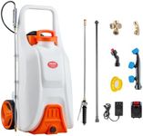 VEVOR Battery-Powered Sprayer with Wheeled Cart, 13.1 Gallons Electric Weed Sprayer, Adjustable 0-80 PSI, Yard Lawn Sprayers with Wheels, 5 Nozzles & 98ft Hose, 3-6H Spray Time, for Weeding, Cleaning