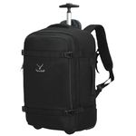 Hynes Eagle Rolling Backpack Luggage 21'' Backpack with Wheels Flight Approved Wheeled Backpack Carry on Travel Backpack for Women Men 42L Jet Black