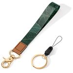 ZAXMEY Wrist Lanyard for Keys, Cute Wrist Strap Lanyard, Key Chain Holders, Wristband Key Chain, Key Wrist Straps, Car Key Holder for Men and Women, Green Leaf