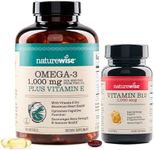 NatureWise High-Potency 1000mg Omega 3 600mg EPA 400mg DHA Vitamin E 180ct & 1000mcg Vitamin B12 150 Softgels Supplement Bundle