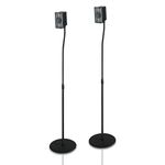 Hama Speaker Stands x2 | Adjustable Height up to 123 cm | For Surround Sound Systems and Mini Speakers | Black