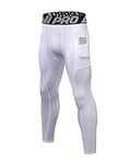 LNJLVI Men's Compression Pants Sports Workout Leggings Baselayer Tights (Sports Pants White,M)