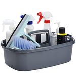 Haundry Cleaning Caddy with Handle, Large Plastic Shower Caddy Basket Organizer for Car, Dorm, Bathroom, Garden, Kitchen, Cleaning Supplies (Gray)