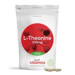 L-Theanine 200mg x120 Vegan Capsules (4 Month Supply) High Strength GABA Alternative, Brain Power Nootropic L Theanine Supplement - Non GMO, Caffeine Free, Made in UK by Just Vitamins