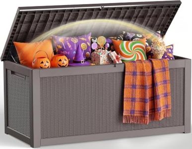 Outdoor Storage Box 420 Gallon Deck Box, Waterproof Resin, Grey | (Indoor & Outdoor) Lockable UV Resistance Storage Bin, Storage Box for Outdoor, Patio Storage With Support Rod