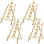 Belle Vous Wooden Tabletop Art Display Easel (4 Pack) - 40cm/16 Inches - Natural Pine Wood Tripods for Displaying Canvas Paintings, Kids Arts & Crafts and Frames