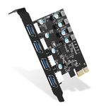 PCIE USB Card 4 Port, USB 3.0 5Gbps PCI Express Card USB 3.2 (USB 3.1) Gen1 USB Add in Card for Desktop PC Windows MAC OS