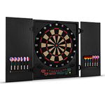 OneConcept Dartmaster 180 - Electronic Dartboard, Dart Board Set, Dart Board Light, Automatic Dartboard, LED, 12 Darts, Up to 8 Players, Virtual Rival, 2 Doors, 150 Game Modes, Plastic Tip, Black