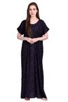 Girls and Moms Women's Alpine Beautiful Floral Print Maxi All Season Comfortable Nightgown (X-Large, Navy Blue)