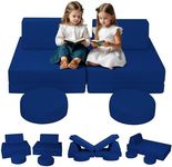 MeMoreCool Modular Toddler Couch Building Fort for Playroom, 8pcs Fold Out Baby Couch Play Set, Convertible Children Foam Couch, Navy