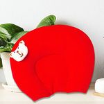 MOM & SON Velvet New Born Baby Soft Neck Support Pillow with Mustard Seeds (New Born 0-9 Months Age Group) (Red)