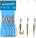 Texas-Rigs-for-Bass-Fishing-Leaders-with-Weights-Hooks-Rigged-Line-Kit (2/0 Hooks-1/4 oz Weight-5pcs)