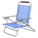 SONGMICS Portable Beach Chair with 4-Position Reclining Backrest, Folding Beach Chair with Armrests, Breathable and Comfortable Fabric, Outdoor Chair, Blue GCB65BU