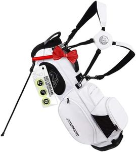 Stripebird Golf Stand Bag with Hub for Magnets (White) - 4 Way Full-Length Dividers Golf Club Bag - Flexfit Rotatable & Adjustable Dual Straps - Lightweight Golf Bag Stand - Golf Bags for Men