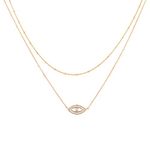 MEVECCO Layered Heart Necklace Pendant Handmade 18k Gold Plated Dainty Gold Choker Arrow Bar Layering Long Necklace for Women, Brass, Cubic Zirconia