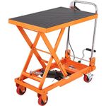 VEVOR Hydraulic Lift Table Cart, 330lbs Capacity 28.5" Lifting Height, Manual Single Scissor Lift Table with 4 Wheels and Non-Slip Pad, Hydraulic Scissor Cart for Material Handling and Transportation