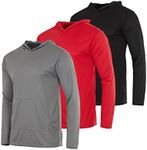 3 Pack: Men’s Mesh Quick Dry Fit Wicking Long Sleeve Active Athletic Hoodie Performance Hooded T Shirt Workout Running Fitness Gym Sports Fishing Casual Sweatshirt UPF Outdoor Hiking-Set 5, X-Large