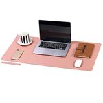 Desk Blotter,31.5x15.8 inches Mat, for Office and Home, Writing Pad, Natural Rubber, Locking Edge, Waterproof, Scratch-Resistant, Easy Storage,Mouse Pad (Pink)