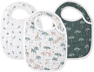 Snap Muslin Bibs for Girls, 3-Pack Baby Bibs for Infants, Newborns and Toddlers, 100% Cotton Muslin Absorbent & Soft Layers, Adjustable Snaps,Animal Jungle, 0-36Month "Animal Jungle"