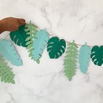 Pinfliers Jungle Theme Birthday Decoration Items, Tropical Paper Leaf Bunting/Garland/Banner, 1st Birthday Decoration Items for boy, Safari Theme,12 pieces, Green, Blue, 46 inches Length