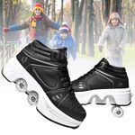 TOME.SKATES Roller Skates Shoes boys and girl，Shoes with Wheels for women and men，Adjustable Double Row Skating Shoes for kids,Trainers/Skates 2 in 1 (C, EU-34)