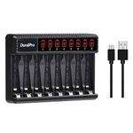 DuraPro Rapid Smart LCD 8-Slots USB AA AAA Battery Charger for AA AAA Ni-MH Ni-CD Rechargeable Batteries