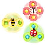 3Pcs Suction Cup Spinner Toys, Spinning top Baby Bath Toys 12-18 Months, Birthday Baby Gifts for 1 Year Old Boys and Girls, Sensory Toys for Toddlers 1-3