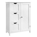 VASAGLE Bathroom Floor Storage Cabinet, Bathroom Storage Unit with 3 Drawers, 1 Adjustable Shelf, Bathroom Cabinet Freestanding, 11.8 x 23.6 x 31.5 Inches, White UBBC49WT