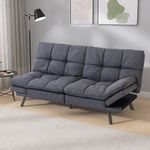 Hcore Bed,Futon Couch with Armrests Small Sleeper Sofas, Standard Grey