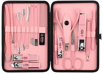 Beauté Secrets Luxury Nail Cutter Set, 18 Pieces Grooming Kit (Eyebrow Razor, Tweezer, Hair Plucker, Baby Nail Cutter, Ear Cleaner,Nail Cleaner,) Pedicure Gift for Men and Women (Pink)