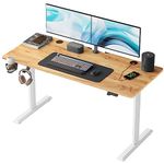 CubiCubi 55"x24" Standing Desk, Electric Stand up Height Adjustable Home Office Table, Sit Stand Desk with Splice Board, White Frame & Light Rustic Brown Top