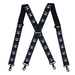 MELOTOUGH Men's Suspender 1.5 Inch Wide Suspenders Adjustable Fully Elastic Braces X Shape Funny Suspenders with Trigger Hooks (Skull)