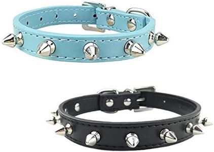 Newtensina Fashion 2pcs Studded Dogs Collar Set Punk Studded Puppy Collar for Small Dogs Cats