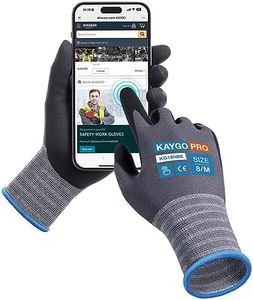 KAYGO Safety Work Gloves MicroFoam Nitrile Coated-12 Pairs KG18NB,Seamless Knit Nylon Glove with full fingers Touchscreen, Ideal for General Purpose,Automotive,Home Improvement, Black,M