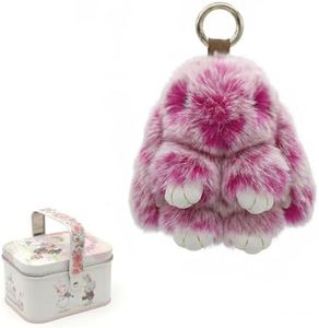 SYKCVA Super Soft Bunny Plush Keychain for Bag & Car - Cute Stuffed Animal Toy, Easter Gift for Girls, Women, Kids (8 Colors) (Rose Red)