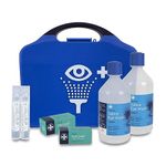 Reliance Medical First Aid Eye Wash Kit - 2 x 500ml Reliwash Eyewash Bottles with Mirror - 2 x 20ml Saline Sterile Solution Pods Drops for Eyes And Eye Pads