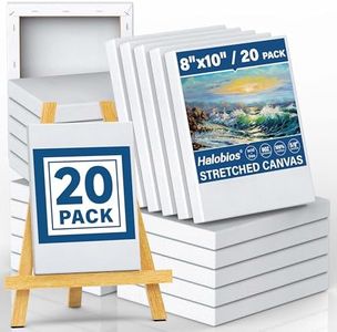 Halobios Blank Canvases - 8x10in Stretched Canvases, 20 Pack, 5/8 Inch Profile, 100% Cotton Artist Framed Canvas for Acrylics, Oils & Other Painting Media
