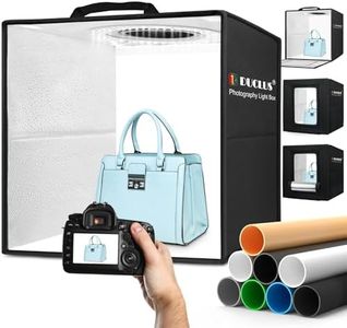 DUCLUS Photo Light Box 16x16 inch, Professional Light Box for Product Photography with Upgraded 18W Dimmable 160 LEDs, USB-C Power, and 8 Backdrops for Jewelry, Food & Small Item Shooting