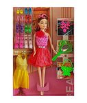 12FOR COLLECTION Fashion and Modeling Dolls Set and Accessories for Kids Girls -Doll with Dresses, Crown & 8 Pair of Shoes (Multicolor)