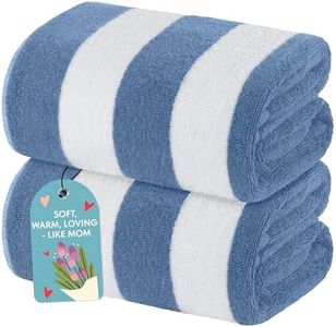 White Classic Beach Towels Oversized Cabana Stripe Cotton Bath Towel Large - Luxury Plush Thick Hotel Swim Pool Towels for Adults Super Absorbent Quick Dry - 35x70 Light Blue [2 Pack]