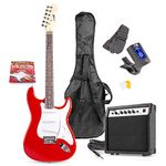 Max GigKit Full Size Electric Guitar Starter Kit inc 40W Combo Amplifier, Digital Tuner, Gig-Bag, Strap, Strings, Picks and Cable, Red