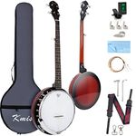 5 String Banjo,Kmise 39 inch Banjos Remo Head Closed Sapele Back with Bag Tuner Strap Strings Pickup Picks Ruler Wrench Bridge