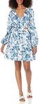 The Drop Women's Sita Short Cutout Cotton Sateen Dress, Blue Floral, 2X, Plus Size