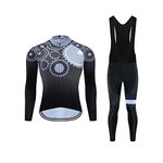 Men Cycling Jersey Set Long Sleeve Pro Cycling Clothes Riding Quick Dry Jacket + Cycling Bib with 9D Pad - Bike Clothing Kit