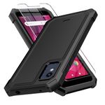 Muoktcm for BLU Studio Mini 2023 Case, with Screen Protector, Dual Layer Structure Protection, Shock-Absorbing Corners TPU Bumper, Heavy Duty Rugged Protective Phone Black