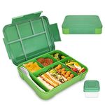 IJIAMY Bento Lunch Box Kids, Bento Box Lunch Box Adults with 5 Compartments and 1 Salad Dressing Containers, Snack Box for Kids and Adults Work School (Green)