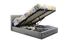 Visco Therapy Bath Ottoman Gas Lift Fabric Storage Bed in Grey (4FT6 Double)